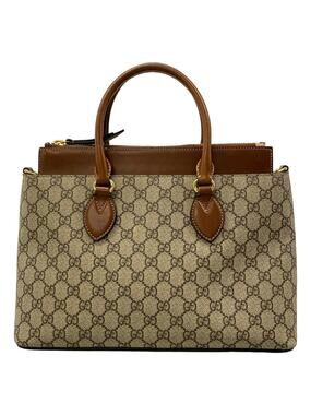 Gucci Beige Brown Pvc Leather Handbag #373541G10B